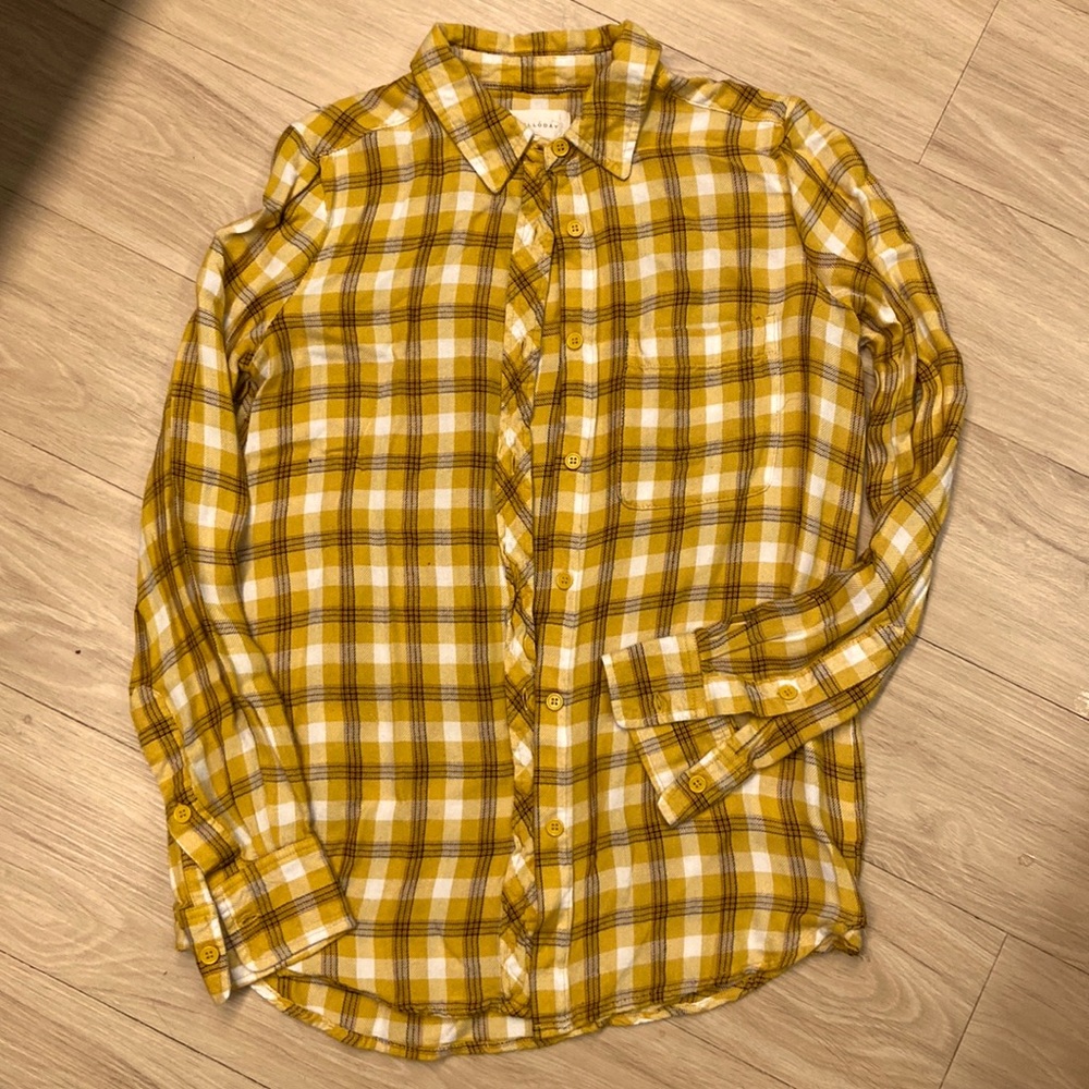 Mustard Yellow Plaid Button-down Shirt